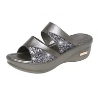 Sandals Woman Summer Gold Open Toe Sandal Dress Shoes Womens High Heels Sandals Platform Wedges Heeled Pumps Ladies Shoes - Image 5