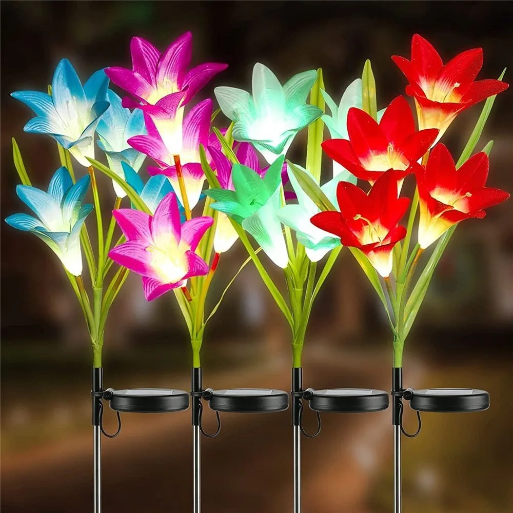 

4 Heads Flower LED Lamp Stainless Steel Flower Stake Lights Landscape Lamps