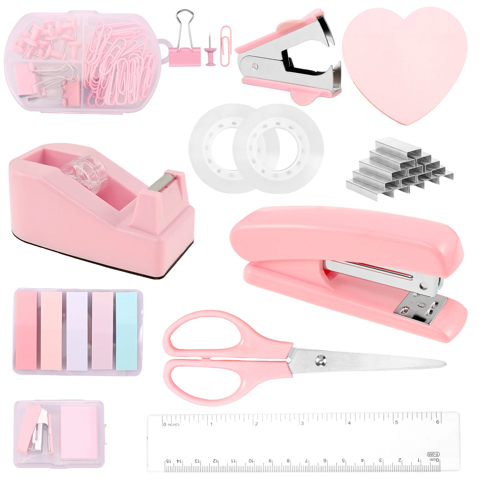 Office supplies set Desk accessories Stapler set Staple driver Tape holder Ruler Labels Office scissors For students use