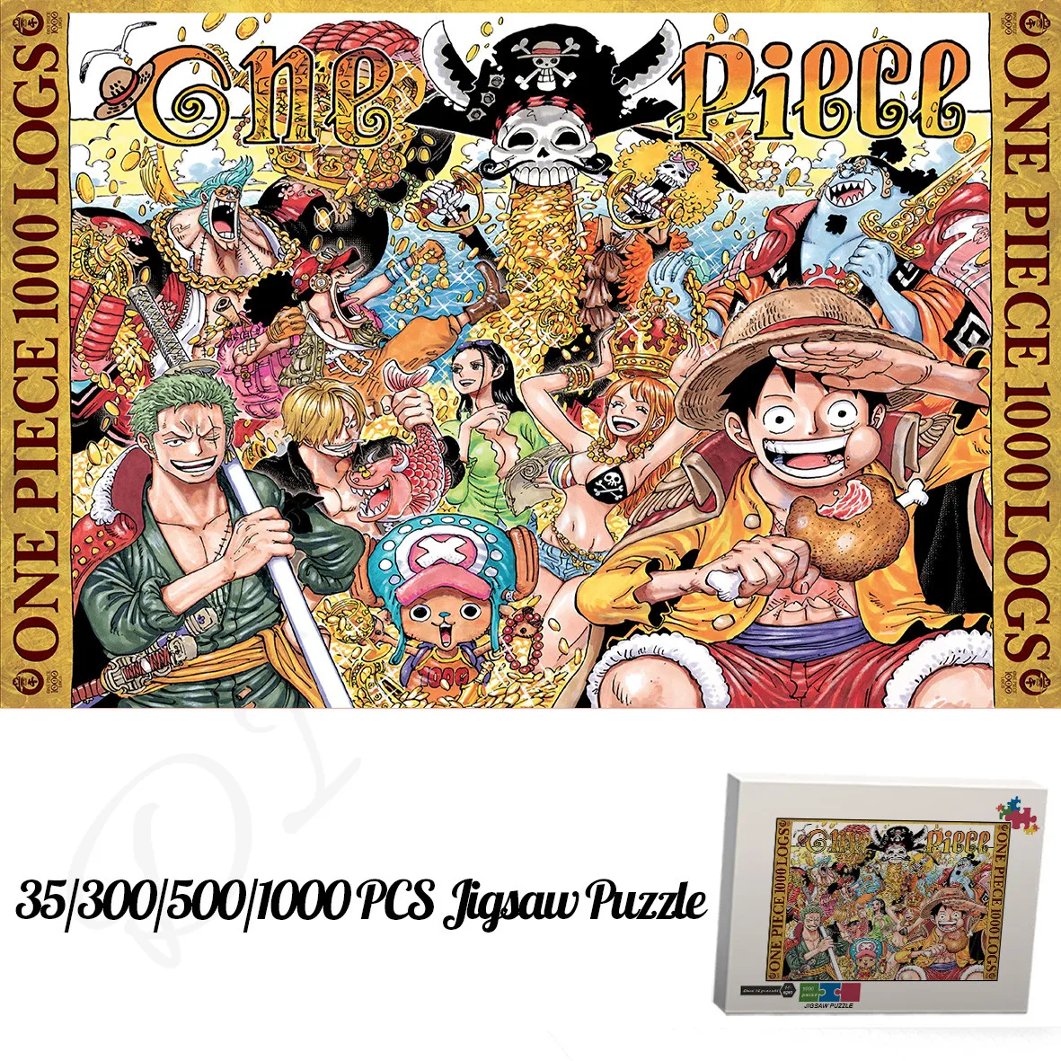 One Piece Full Roles Collection Puzzles for Kids 35 300 500 1000 Piece Wooden Jigsaw Puzzles Japanese Classic Anime Toys Hobbies