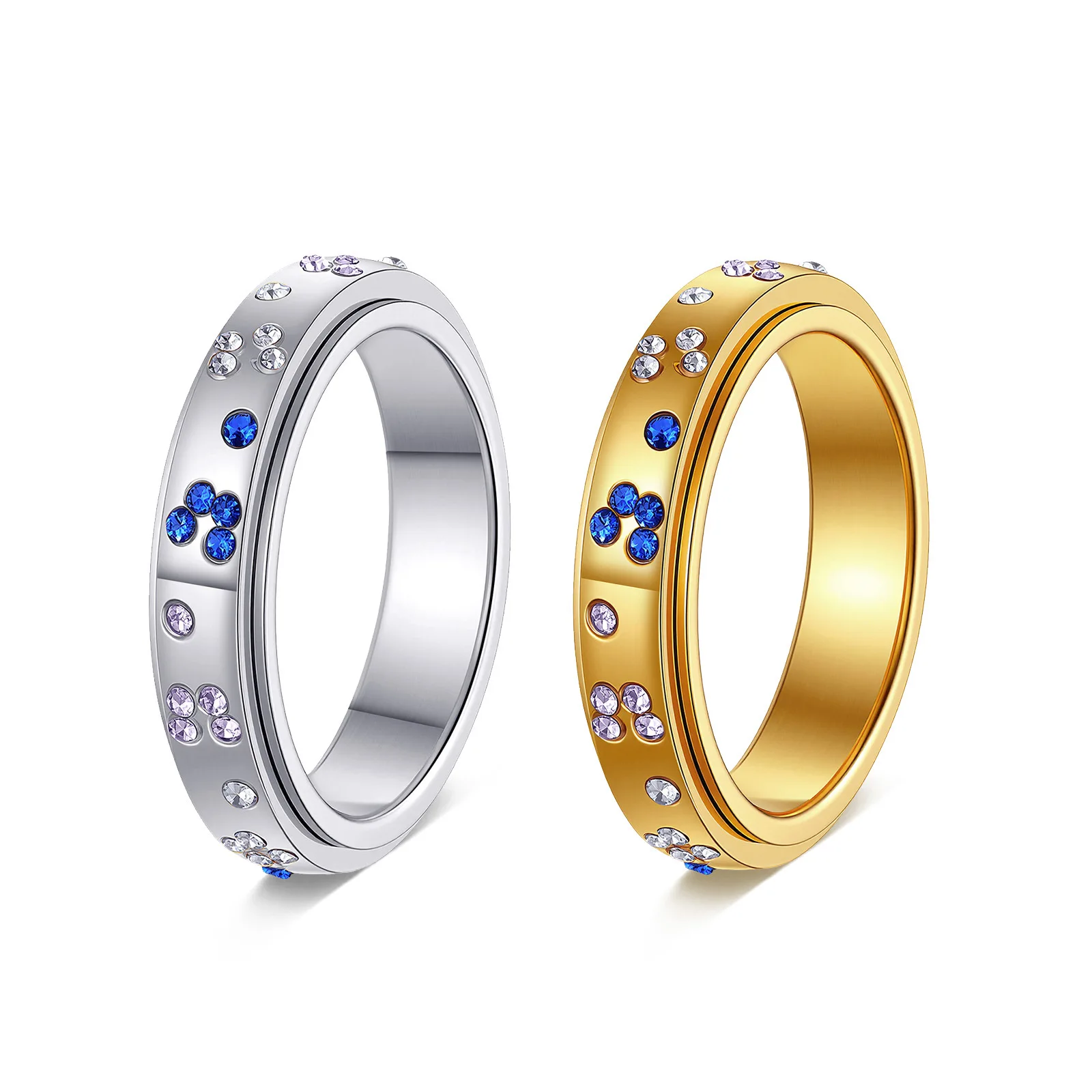 Artificial Stackable Rings Stainless Steel Women Rings Colorful Cubic Artificial Zirconia Ring ...