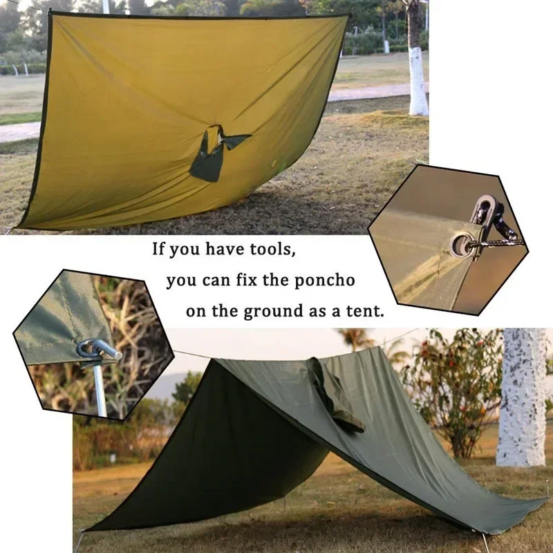 Raincoat Poncho 3 In 1 Outdoor Military Raincoat Waterproof Rain Coat Men Raincoat Women Awning From The Rain Motorcycle Poncho Picnic Mat