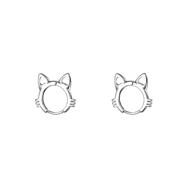 

Серьги-кольца в виде кошки из серебра 925 пробы