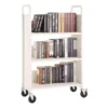 Book Cart, 330 lbs Library Cart, 31.1" x 15.2" x 49.2" Rolling Book Cart, Single Sided L-Shaped Flat Shelves with 4-Inch Lockabl 1
