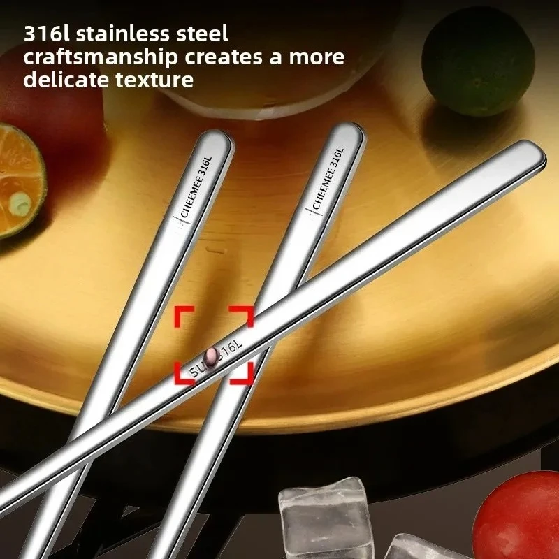 Thickened 316 Stainless Steel Coffee Spoon Long Bar Spoon Stirring Spoon Dessert Spoon Honey Spoon Kitchen Home Goods