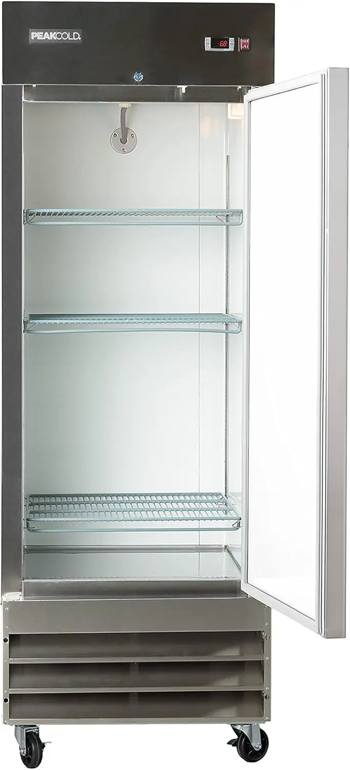 Single Door Commercial Reach in Stainless Steel Freezer White Interior 23 Cubic Ft 29 Wide Inch Heavy-duty Casters Included 2