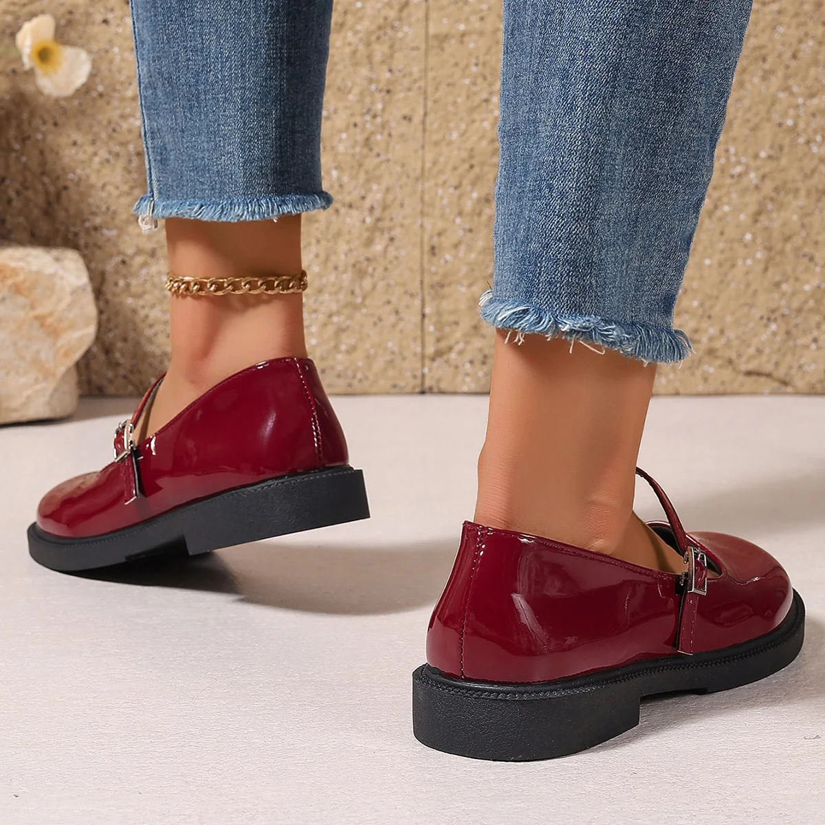 Plus Size 42 Women Leather Shoes Round Toe Mary Janes Shoes Black Girls Student School Shoes Low Heels Lolita Oxford 5