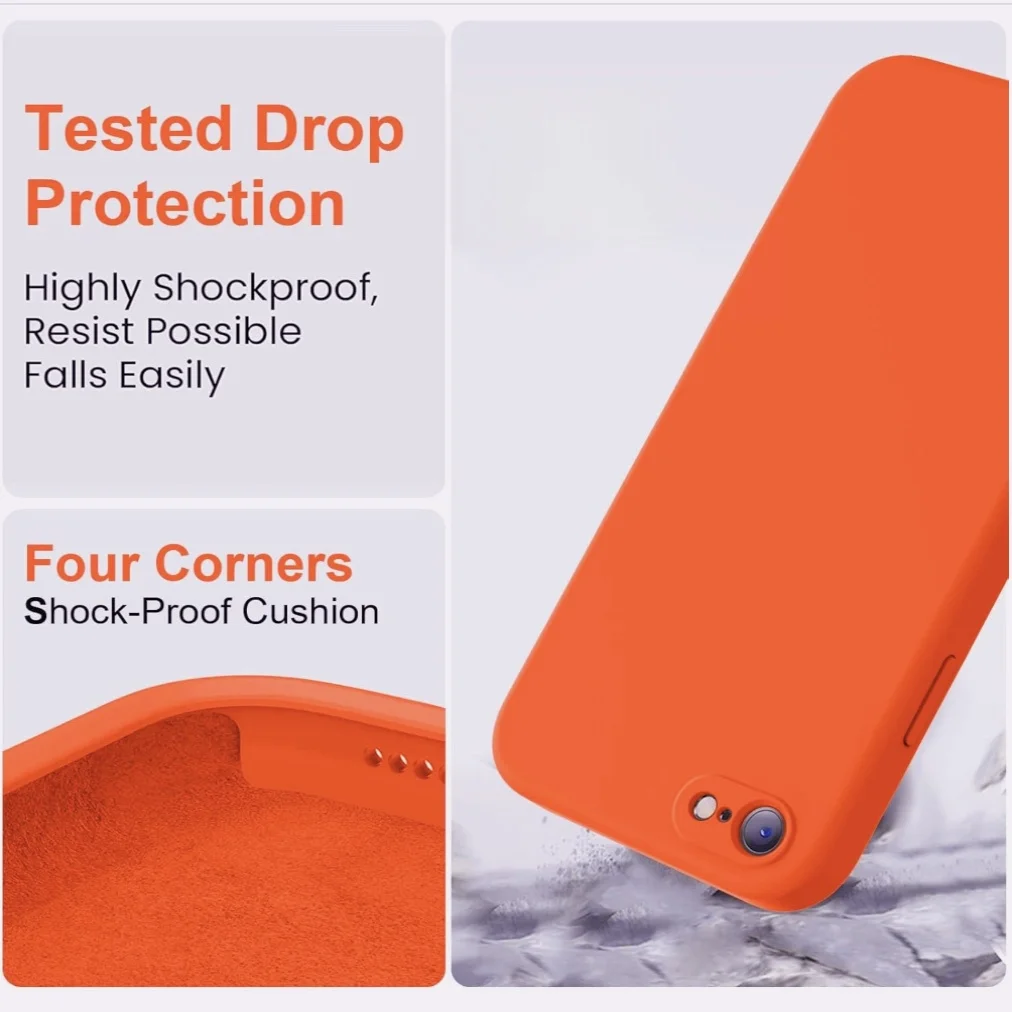 Vibrant Orange Shockproof Liquid Silicone Phone Case