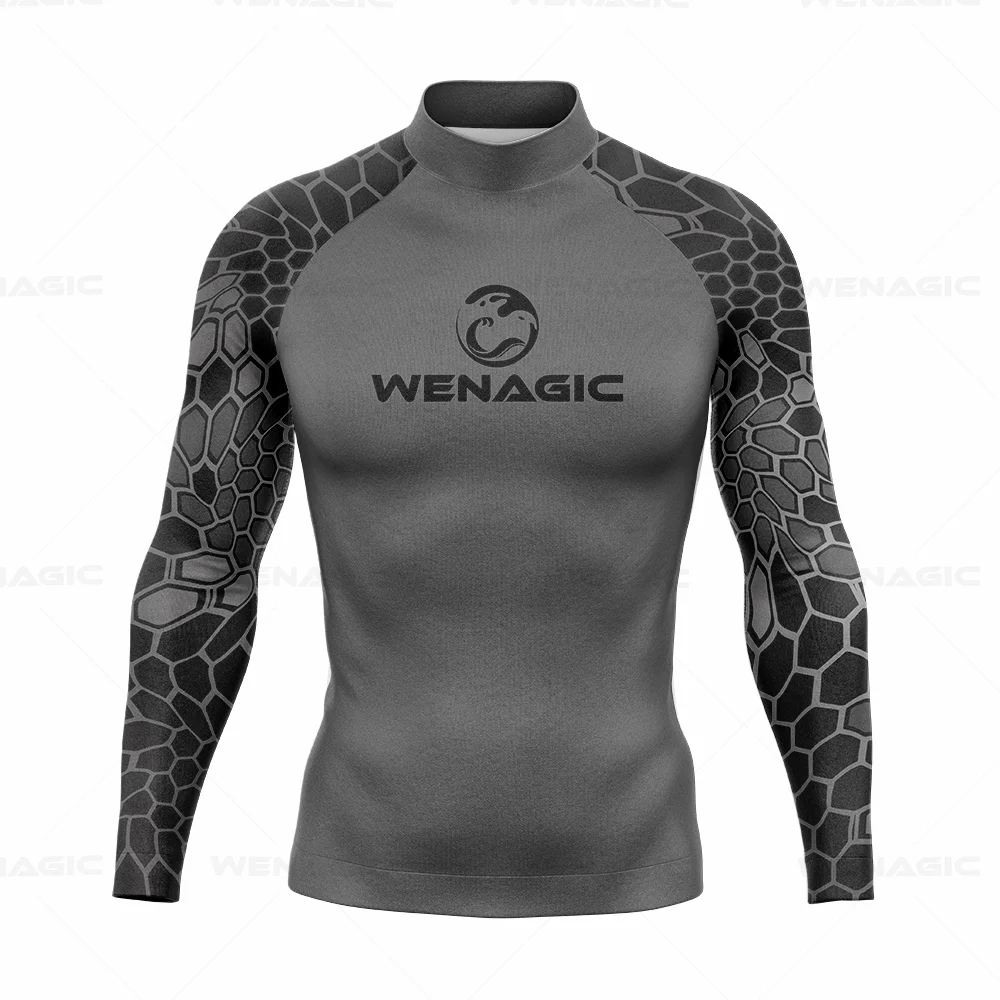 Men Long Sleeve Surf Swimsuit Swimming T-shirt Beach UV Protection Swimwear Rash Guard Surfing Diving Swimsuit Tights Shirt