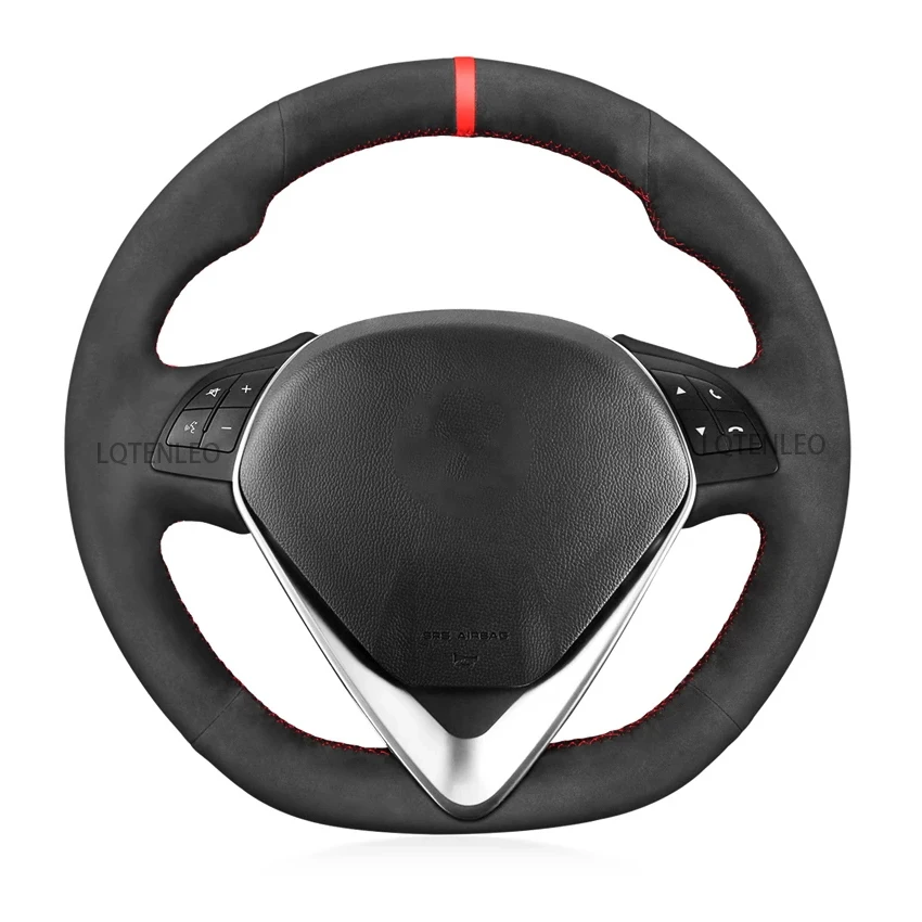 

Black Faux Suede Red Marker Hand Sewing No-slip Soft Car Steering Wheel Cover For Alfa Romeo Giulietta 2014-2021 MiTo 2014-2019