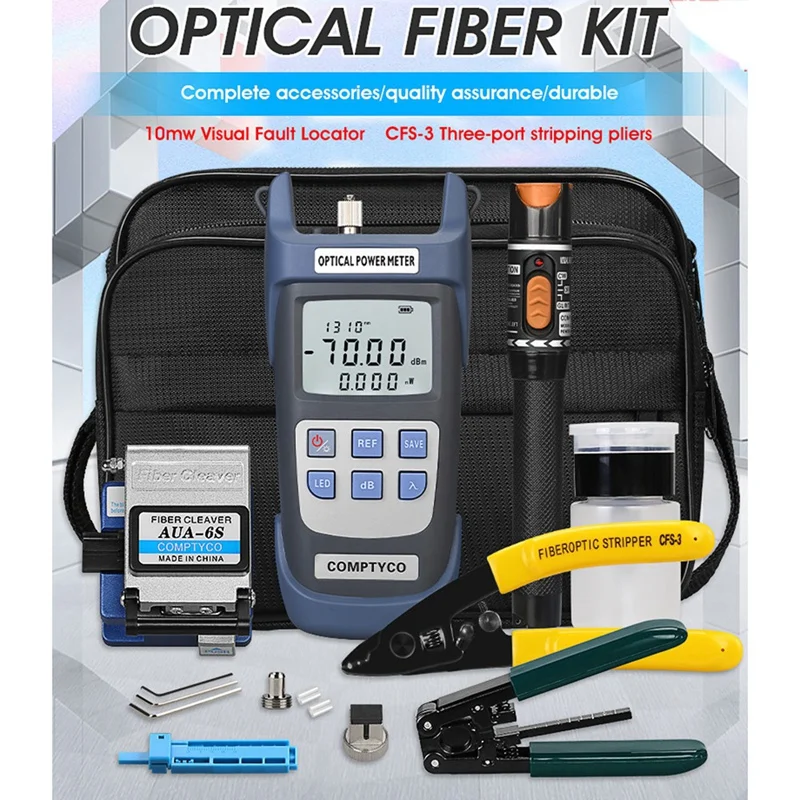 

Фтх набор инструментов для оптического волокна с волоконным клировщиком-70-+ 10 дБм оптический измеритель мощности Визуальный дефектоскоп 10 мВт