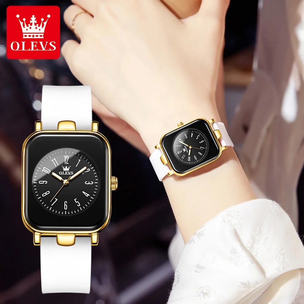 OLEVS Elegant Watches for Women Original Quartz Women's Watches Waterproof Silicone Strap Simple Luminous Wristwatch Reloj Mujer