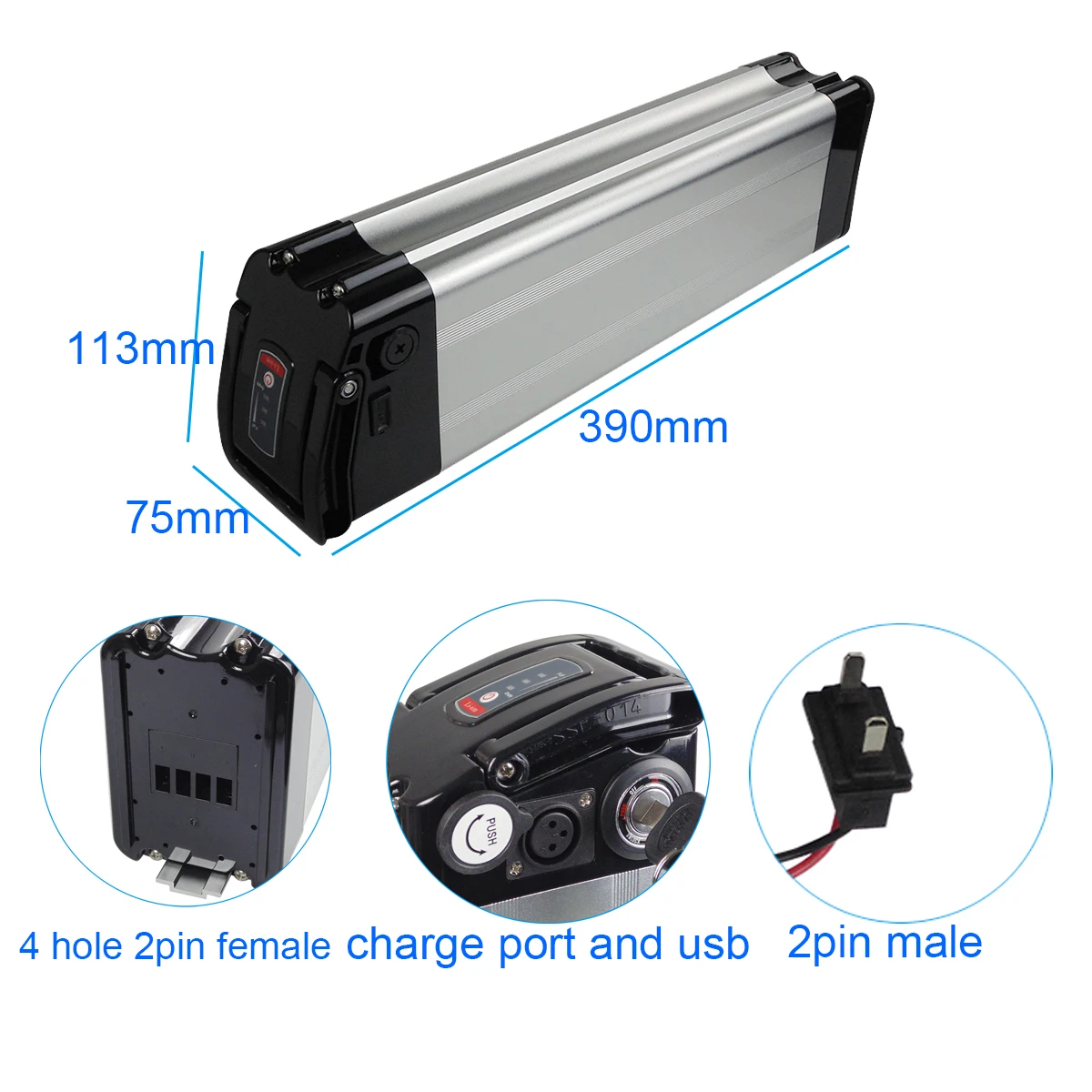 

Ebike Battery 36V Silver Fish 10.4Ah 13Ah 14Ah 16Ah 17.5Ah 19.2Ah XH370-13J Replacement 350W 500W folding Electric Bicycle