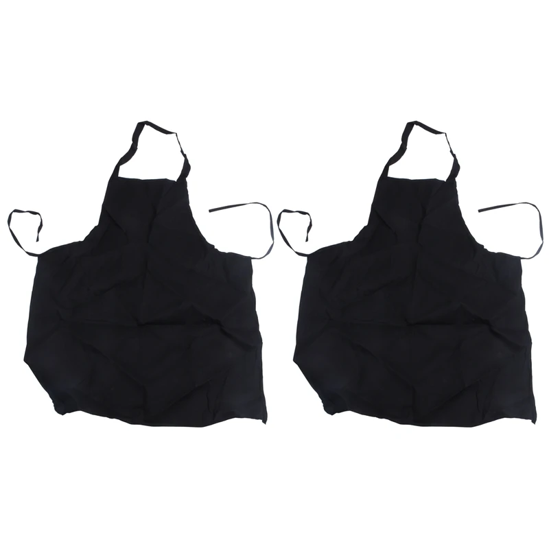 

24 Pack Bib Apron - Unisex Black Apron Bulk With 2 Roomy Pockets Machine Washable For Kitchen Crafting BBQ Drawing