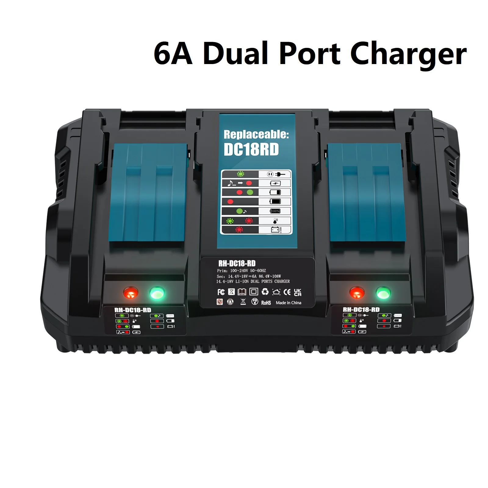 Carregador de Bateria Li-ion para Makita 18v 14.4v Bl1860 Bl1850 Bl1840 Bl1830 Bl1820 Bl1415 Bl1440 Dc18rc 3a - Image 2