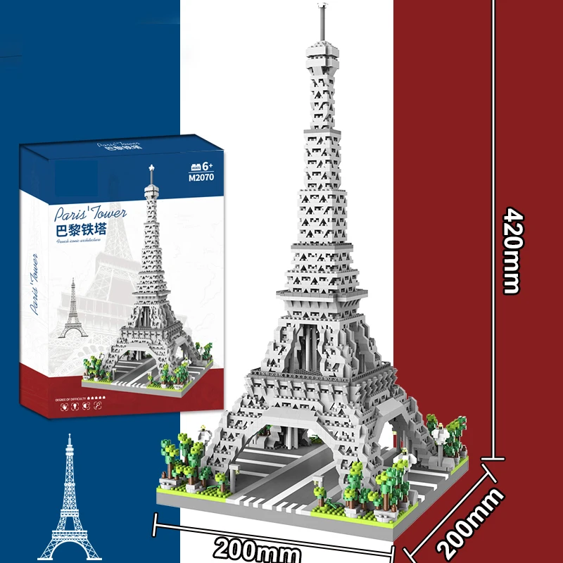 Paris Tower Street View Building Block Mini Diamond Small Particle Assembly Building Block Decoration Toy 6