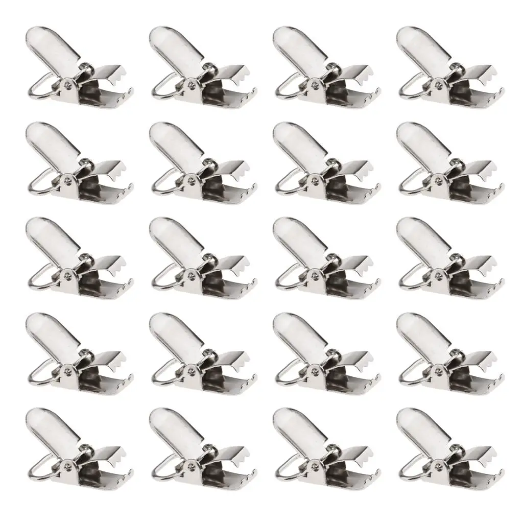 Sewing Clips 20Pcs Metal Baby Pacifier Suspender Clips Webbing Dummy Strap Holder Craft Hooks