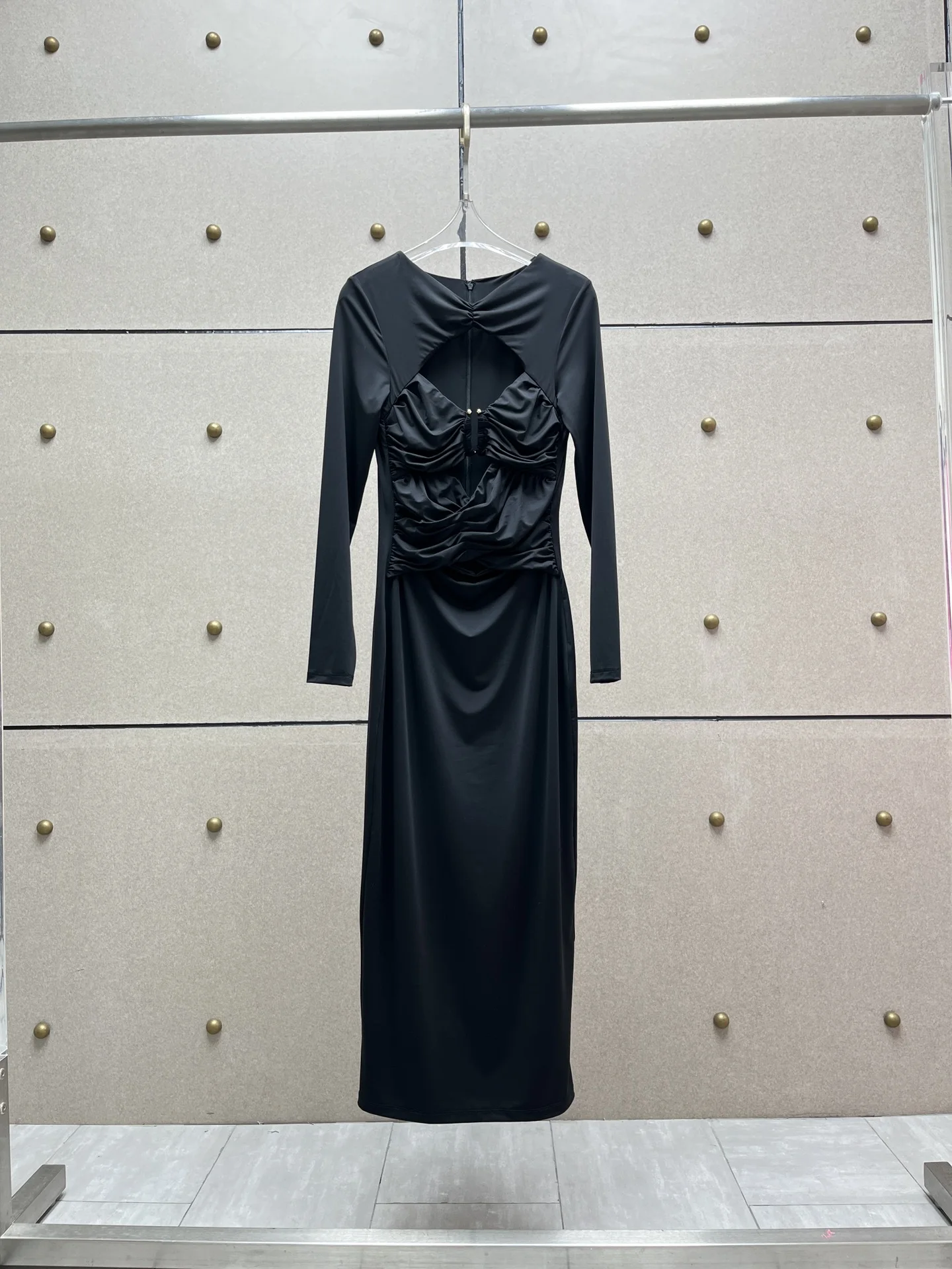 

2023 Women's Clothing Elegant slim fit pleated dress Autumn Winter New 1211