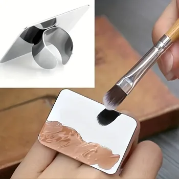 Tavolozza per miscelazione trucco, tavolozza spatola per trucco con spatola per fondotinta, tavolozza per nail art con vassoio per miscelazione trucco in acciaio inossidabile