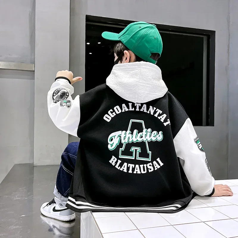 Kids Coats Fashion Spring Autumn Long Sleeve Teenager Kids Letter Printed Sport 3 8 10 12 Years Old