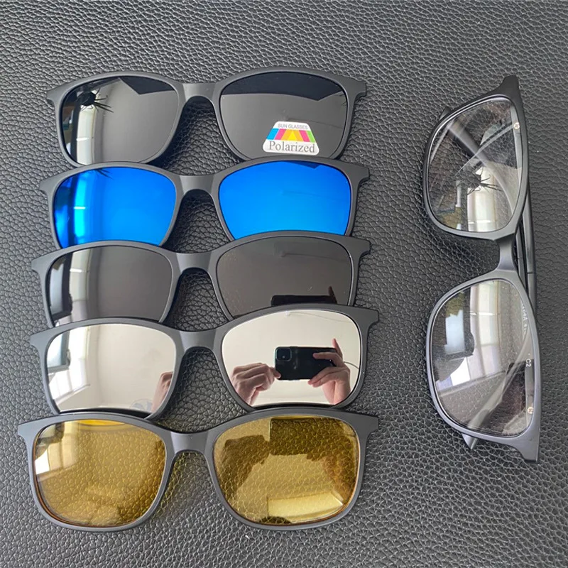 Retro 5+1 Magnetic Polarized Clip On Sunglasses Women Men Plastic Frame for  Night Vision Driving Sunglasses UV400 AliExpress 200000297