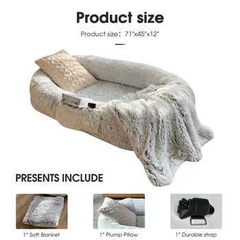 Human Dog Bed, 71''x45''x12'' Size Fits You and Pets, Washable Faux Fur Dog Bed for People Doze Off, Napping Orthopedic Dog Bed 2