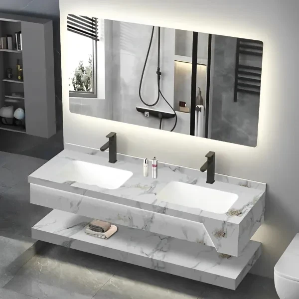 Floating Sintered Stone Vanity with Basin 1