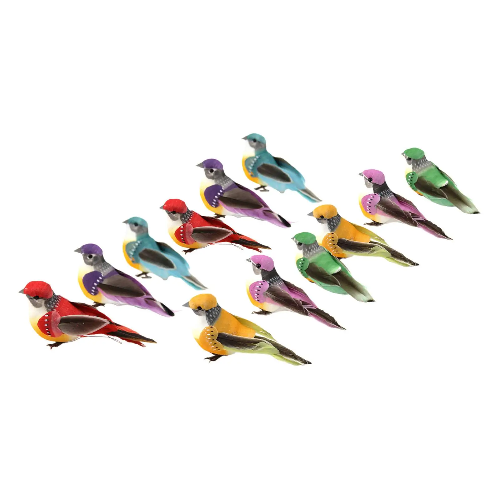 12 Pieces Simulation Foam Garden Bird Model Colourful 10x5cm Realistic Tree Decoration for Home Lawn Patio Decor Lightweight