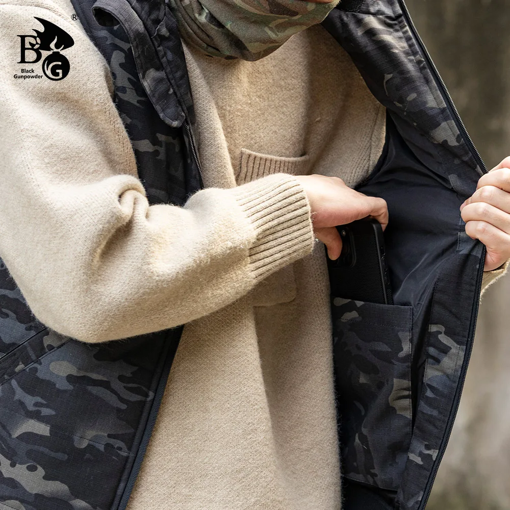 Winter Tactical Men's Vest Camouflage Thickened Zipper Hooded Warm Sleeveless Jacket