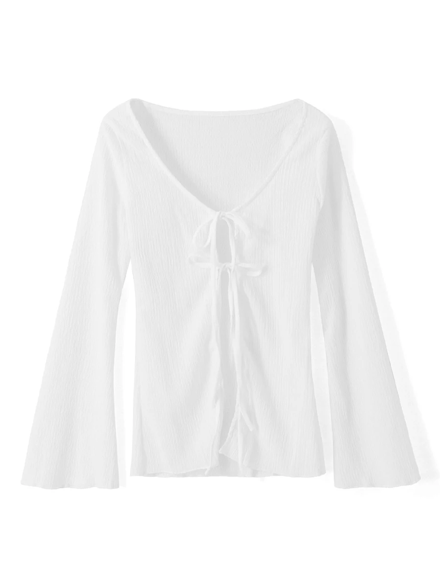 

Sexy Long Sleeve Crop Tops for Women Lace Mesh See-Through Casual T-Shirts Slim Fit Blouse Summer Clothes