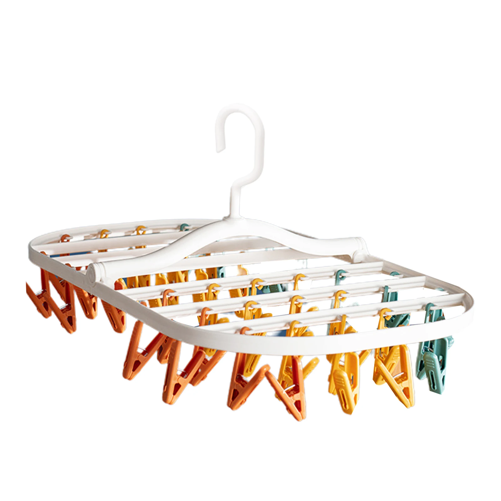 

Multiple Clips Clothes Rack Windproof Swivel Multifunct Clip Drying Racks for Socks Underwear E2S