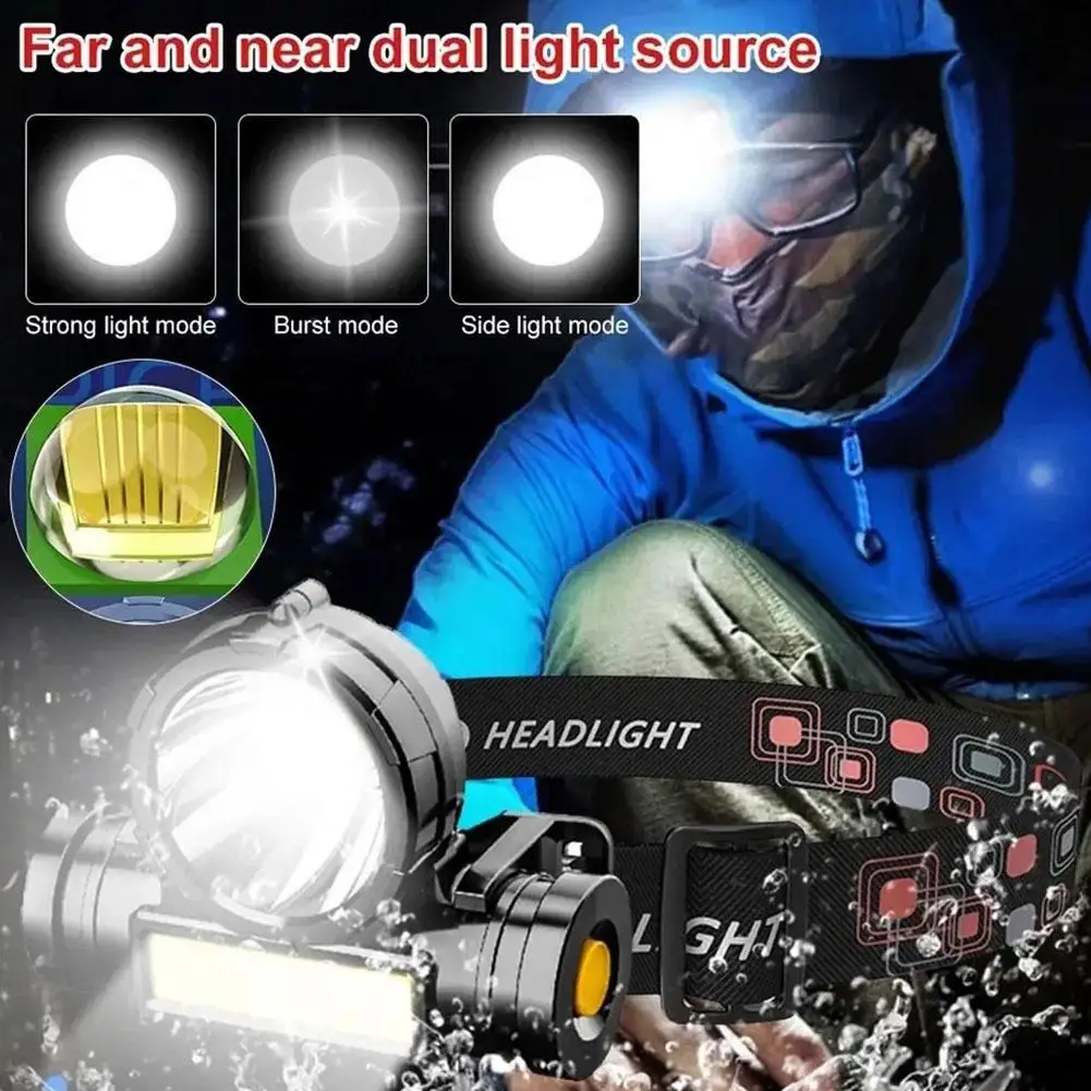 

LED Sensor Headlamp Camping Search Light Head Flashlight Lanterns Headlights Front Styles Rechargeable Head Lamp Powerful 5 I0U7