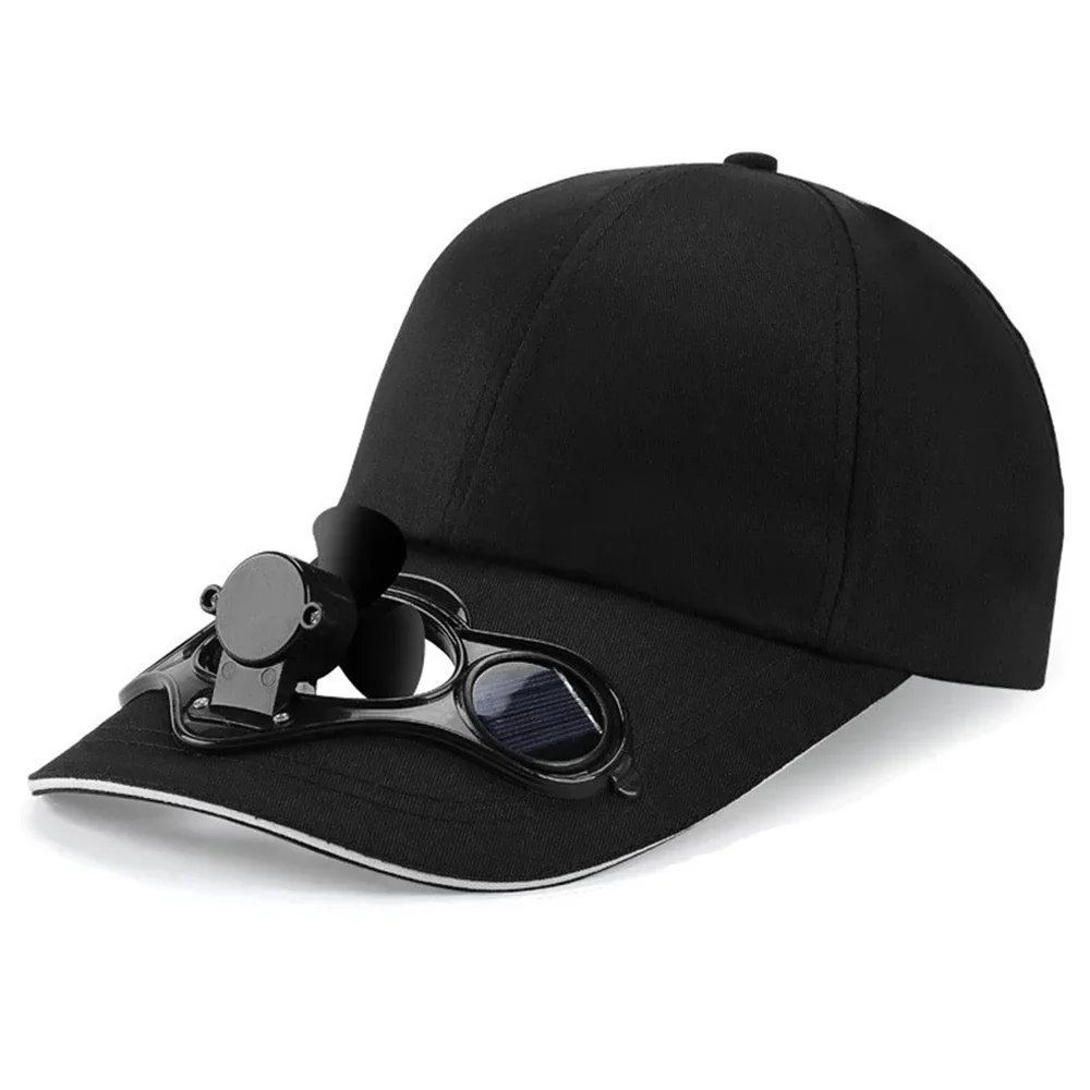 Cappello da baseball unisex con ventilatore, solare+USB, doppia alimentazione, velocità e direzione del vento regolabili, raffreddamento 24 ore, ideale per golf, pesca, viaggi, Nero , Etichettalia