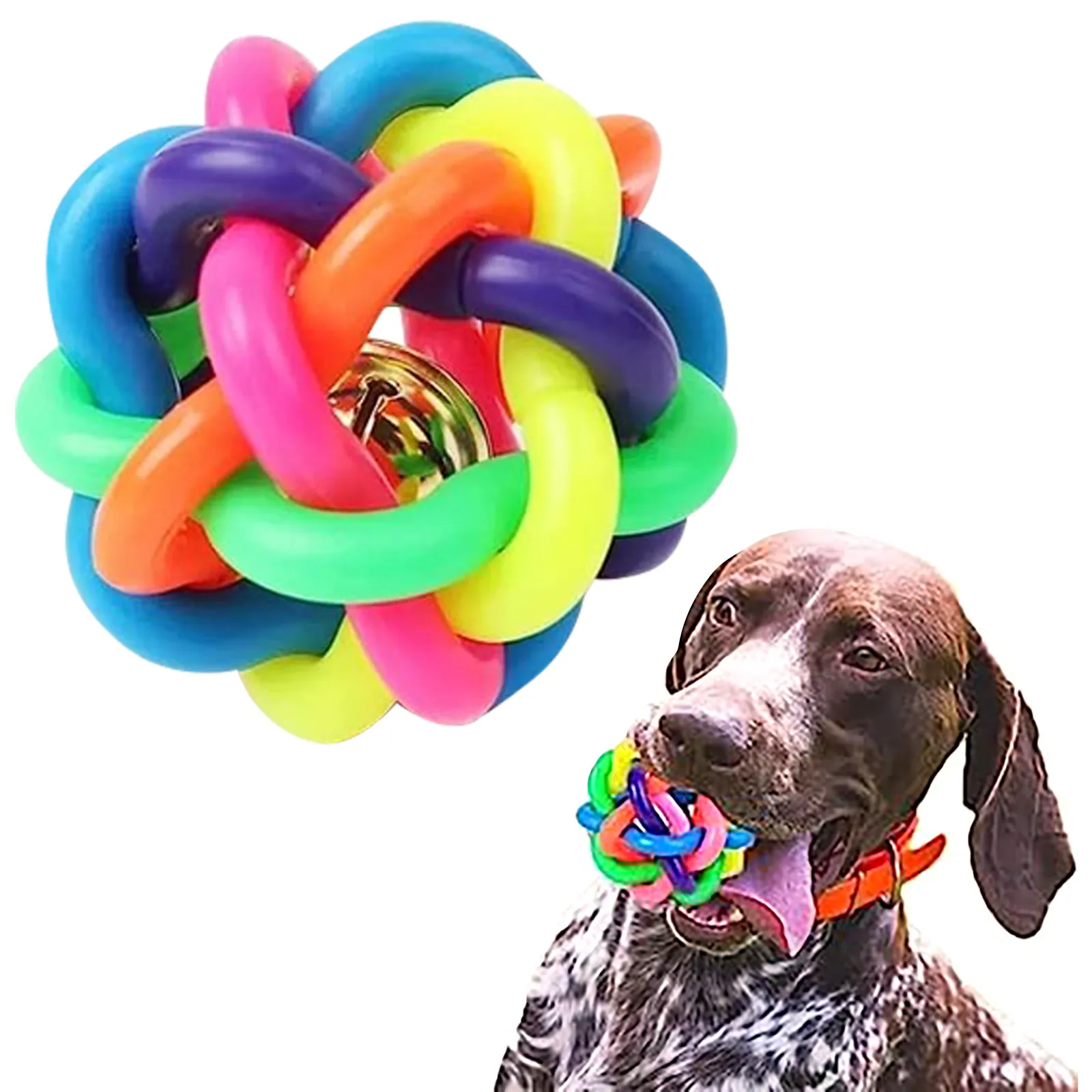 

1pc Pet Rubber Chew Toy Ball With Small Bell Interactive Pet Dog Ball Toy Dog Chewing Training Toy Tooth Cleaning Dog Toys