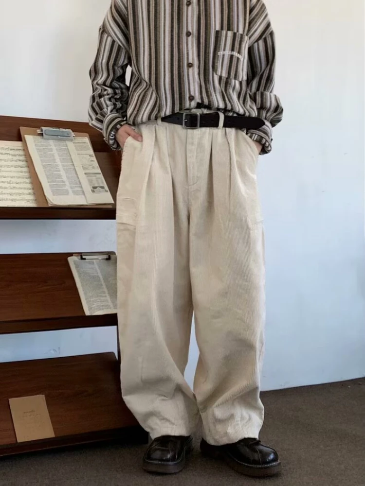 Vintage Corduroy Wide Leg Pants for Men Women men cargo pants wide leg pants
