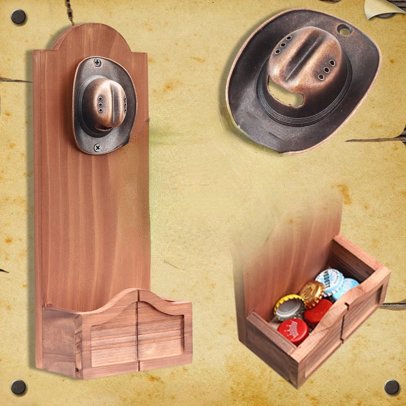 Abrebotellas De Madera Para Montaje En Pared Con Recoge... | Cuotas Sin