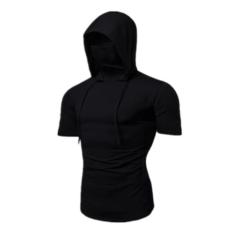 Zip Up Hoodie Sweatshirt Jacket Fleece Hoodies Print Hoodies Solid Color Hoodies Mens Gym Thin Short Sleeve With Mask Casual Splice Large Mask Tops Cycling