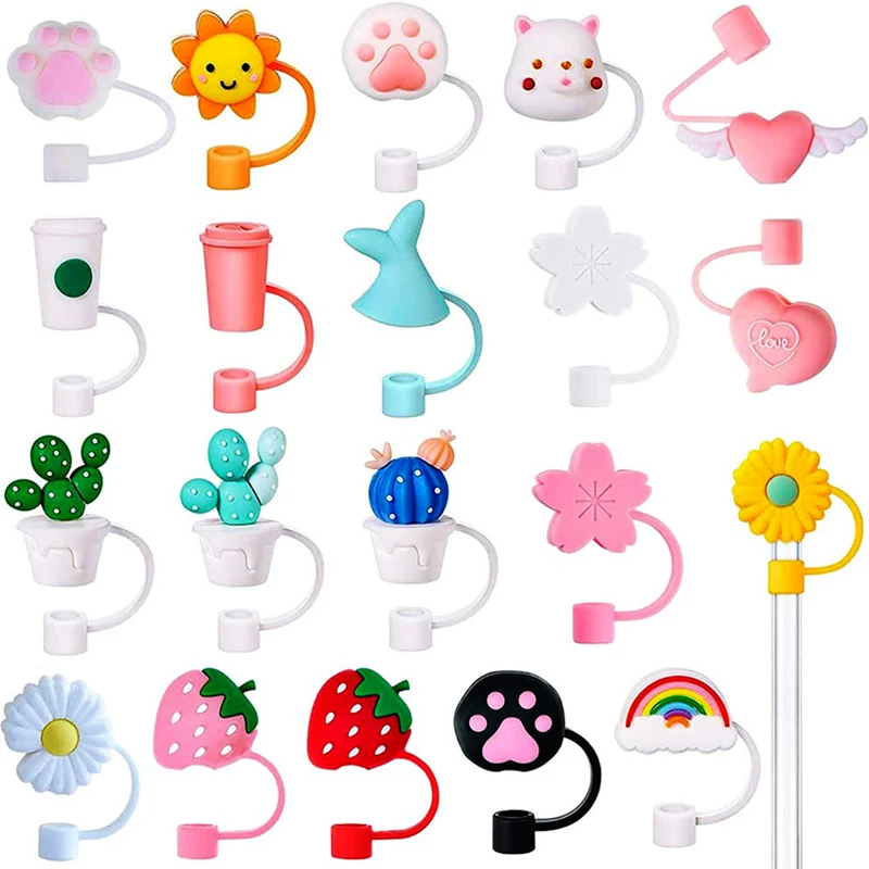 Deouny 6pcs Straw Cover Cap Reusable Silicone Straw Toppers Drinking Straw  Tips Lids For 6-8mm Cute Straws Plugs - Straw - AliExpress