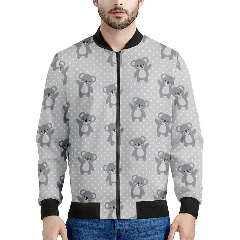 thumbnail image 1 of Chaqueta con cremallera y estampado 3D de animales de dibujos animados para hombre, chaqueta informal de calle con cremallera, sudadera estilo aviador para primavera y otoño, 1 of 5