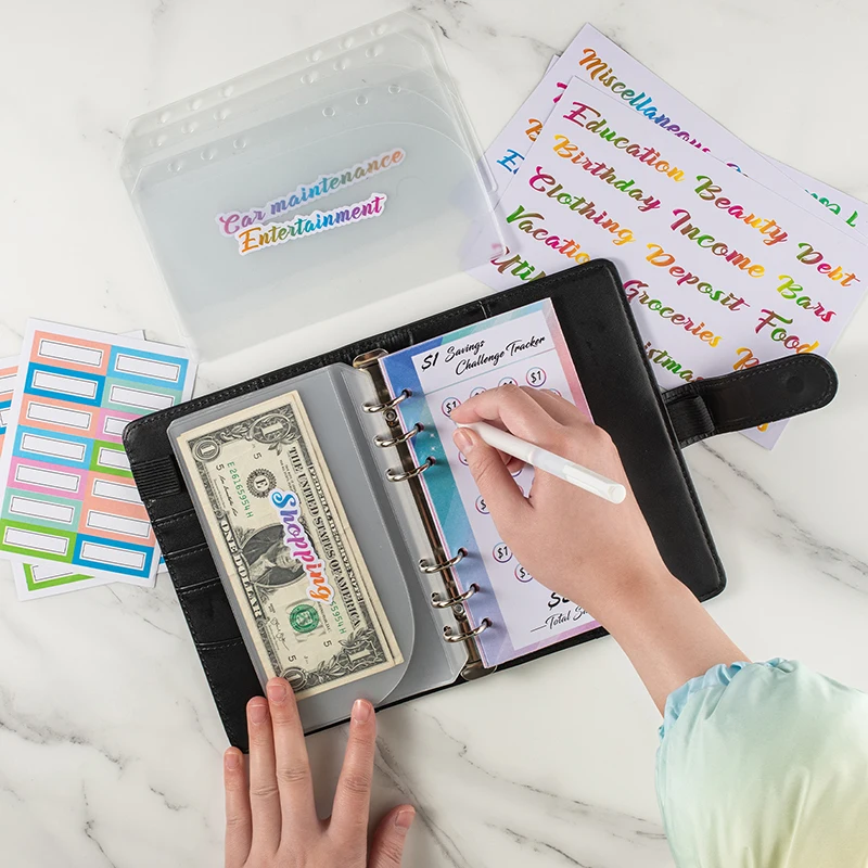 Envelope Savings Challenge A6 Loose-Leaf Binder Budget Binder Cash Envelopes Money Organizer System