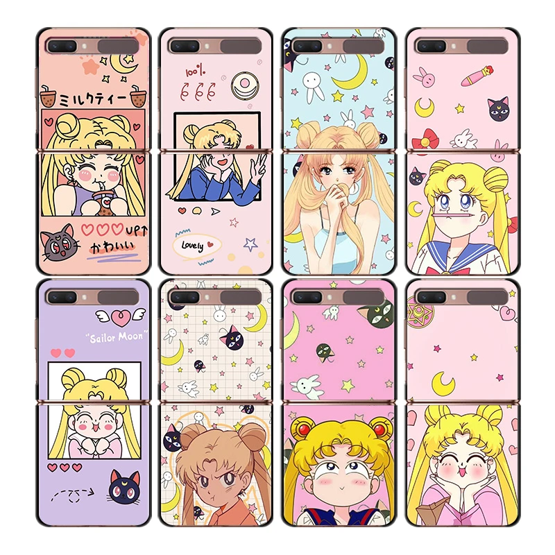 galaxy z flip3 phone case Shockproof fashion mobile hard shell Cover Sailor Moon Cartoon For Samsung Galaxy Z Flip 3 5G Black Fundas Phone Case galaxy z flip3 phone case