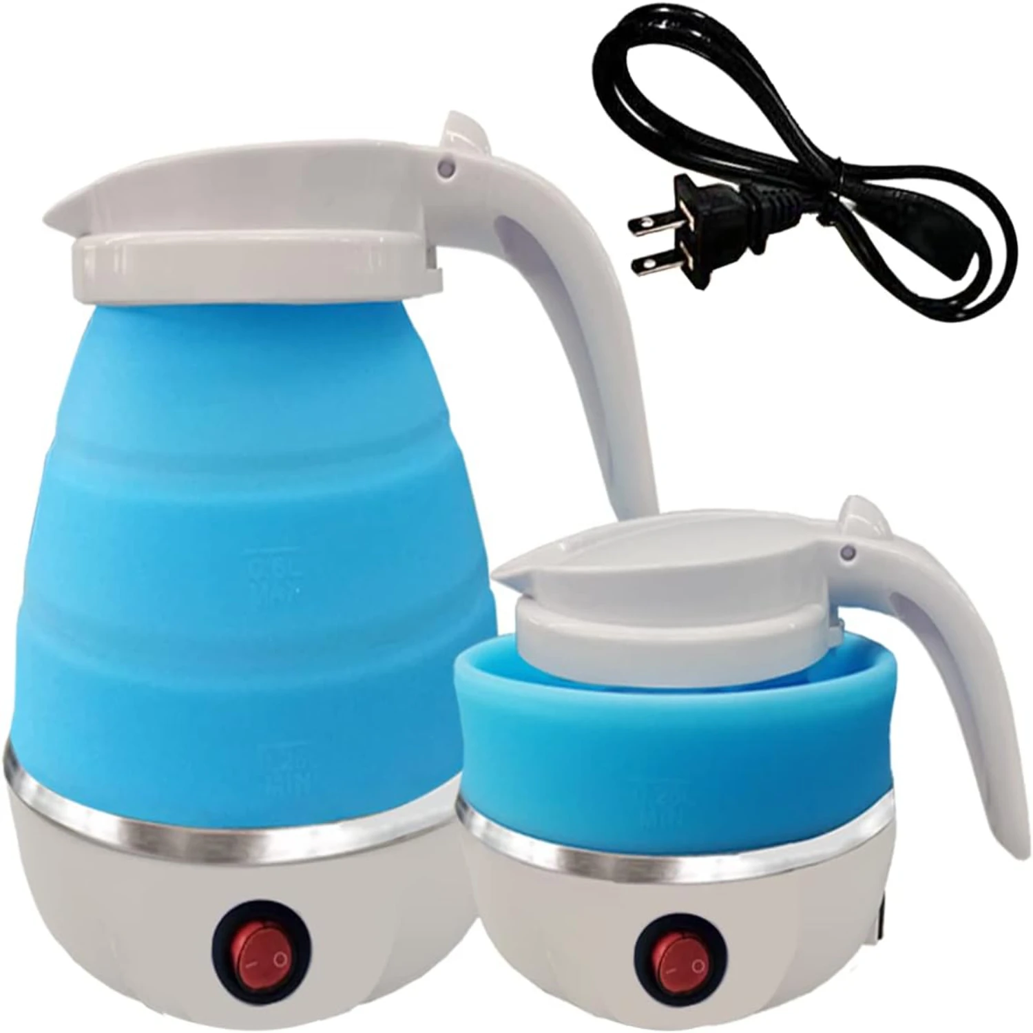 Foldable Portable Kettle with Food Grade Silicone, 6 Mins Fast Water Boiling Tea Pot Coffee Pot for Camping or Travel, Collapsi