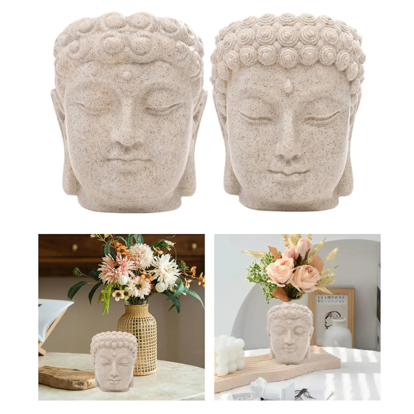 Buddha Head Figurine Flower Pot Plant Container Resin Desktop Ornament Planter for Patio Desk Shelf Indoor Outdoor Home Decor Buddha Head Figurine Flower Pot Plant Container Resin Desktop Ornament Planter for Patio Desk Shelf Indoor Outdoor Home Decor
