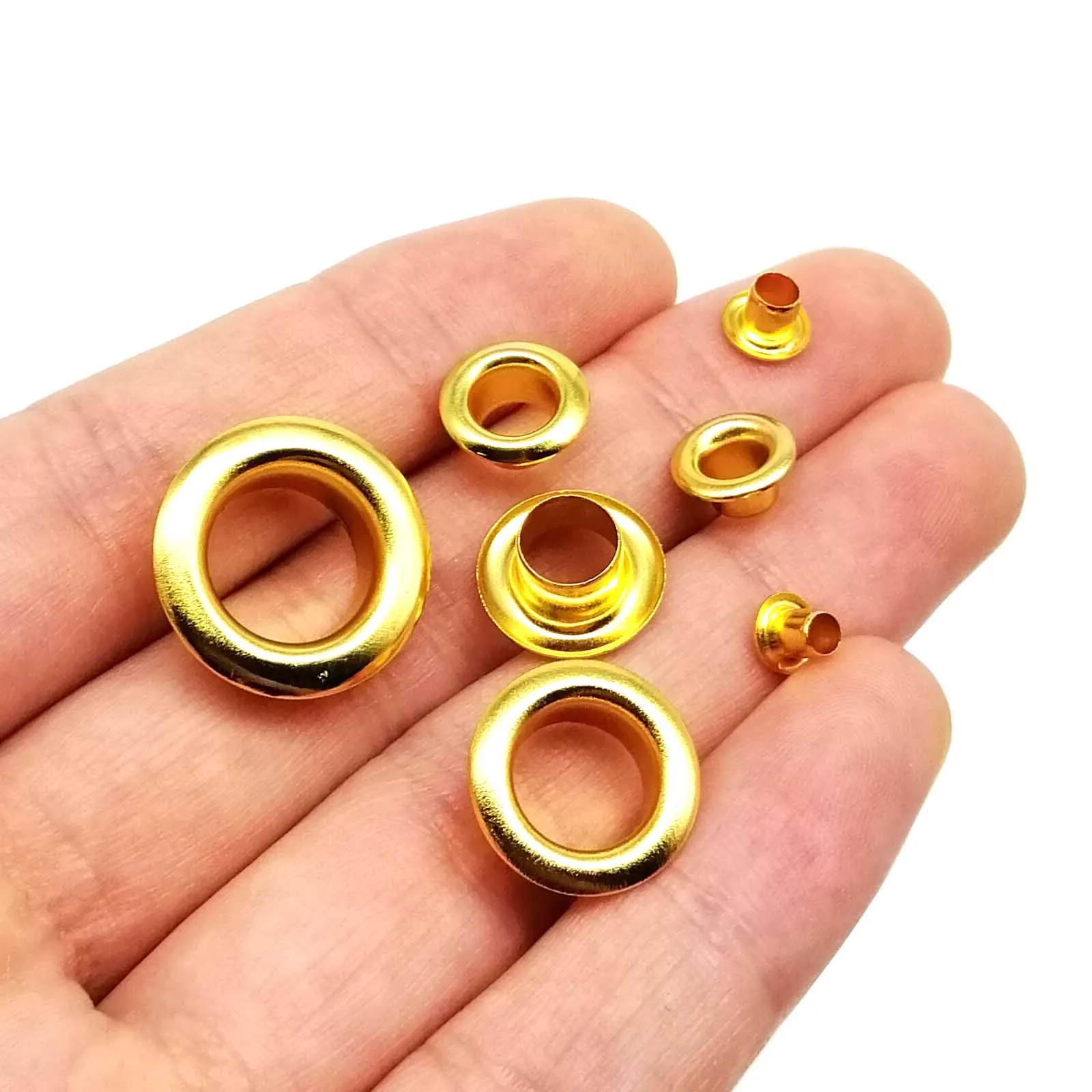 100sets 2.5-12mm Metal Golden Eyelet With Washer Grommet Ring Air Hole Rivet For Leather Bag Shoes Belt Cap Clothes