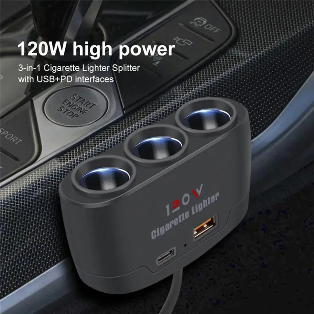 ABS 3 in 1 Dual USB Car Charger Splitter 12V 24V
