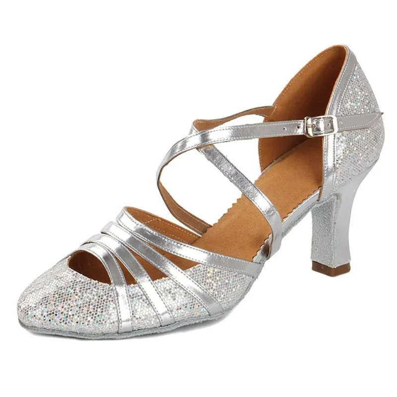 CLYFAN Ballroom Dance Shoes Women Glitter Modern Dance Shoes Salsa Ballroom Tango Latin Shoes 3
