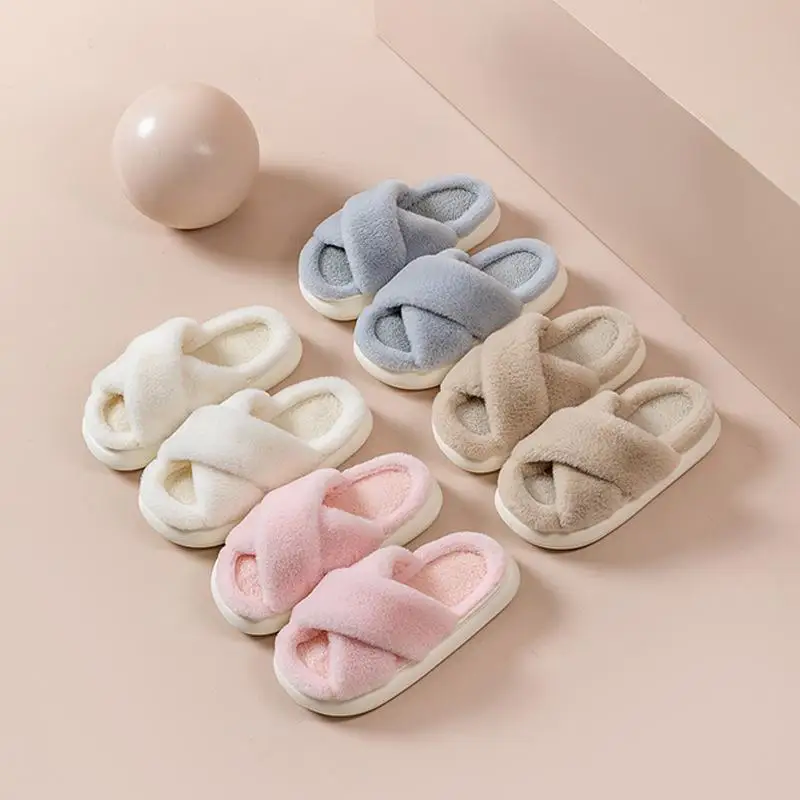 Fluffy Slippers Women House Flats Fashion Designer Winter Shoes Ladies Indoor Casual Plush Platform Footwear Elegant Large Size