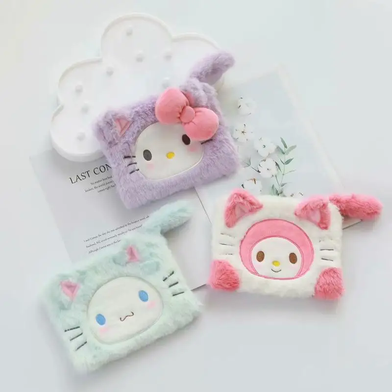 

New Kawaii Sanrio Hellokitty Mymelody Cinnamoroll Plush Zero Wallet Cartoon Makeup Bag Christmas Girl Birthday Gift For Children