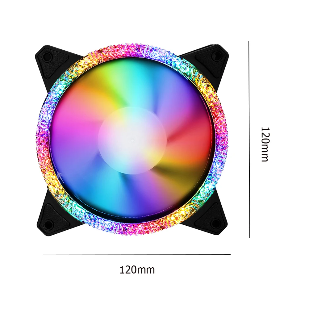 120mm 팬 RGB 케이스 팬 LED 컴퓨터 케이스 팬 조정 가능한 RGB 및 팬 DC 12V 소형 3 핀 + 대형 4 핀 11 블레이드, PC 액세서리