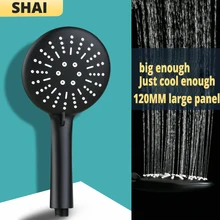

Black shower head high pressure water saving Rainfall Spray bathroom 3 Function Adjustable SPA Massage round handheld ShowerHead